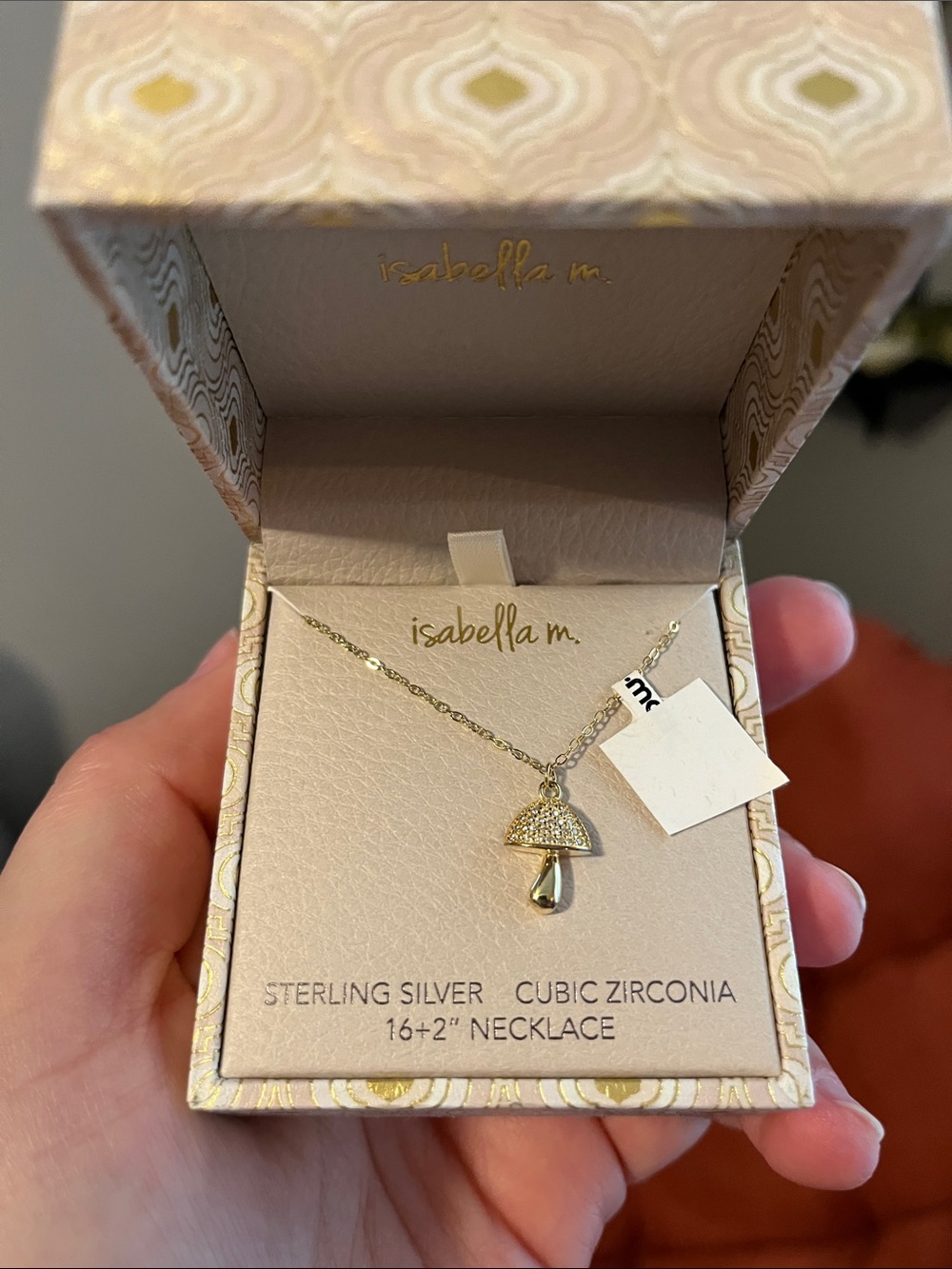 Isabella M. Gold-Tone Mushroom Pendant Necklace with Cubic Zirconia